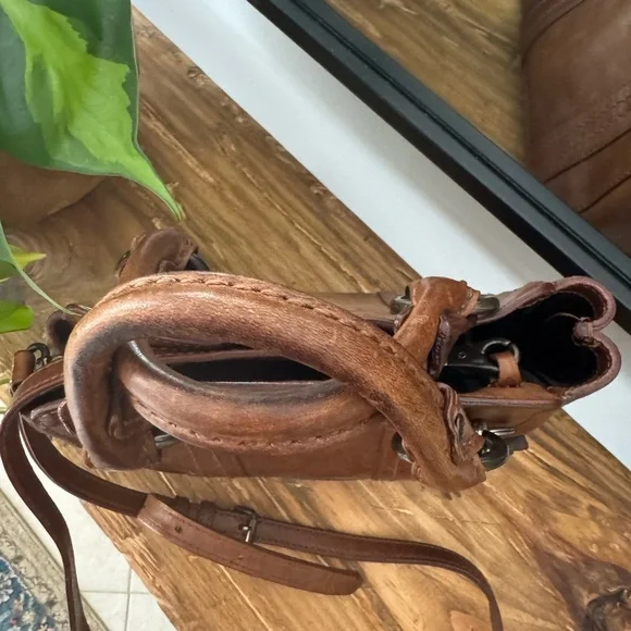 Frye Melissa Small Brown Leather Crossbody Satchel - Picture 3 of 7